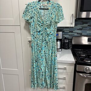 Diane Von Furstenberg button front shirred midi dress